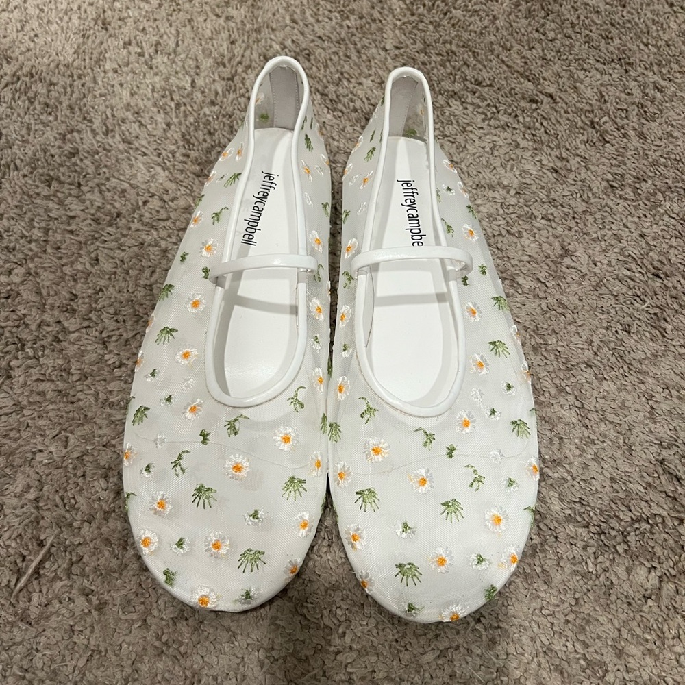 Jeffrey Campbell White Floral mesh Mary Jane